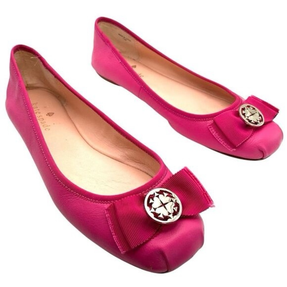 Kate Spade Fontana ballet flats in a vibrant pink leather